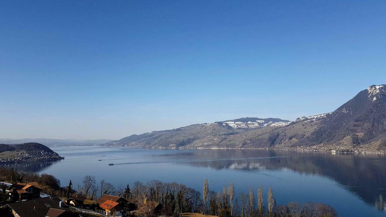 Traumhaftes Chalet Mit Seesicht Krattigen Exteriör bild